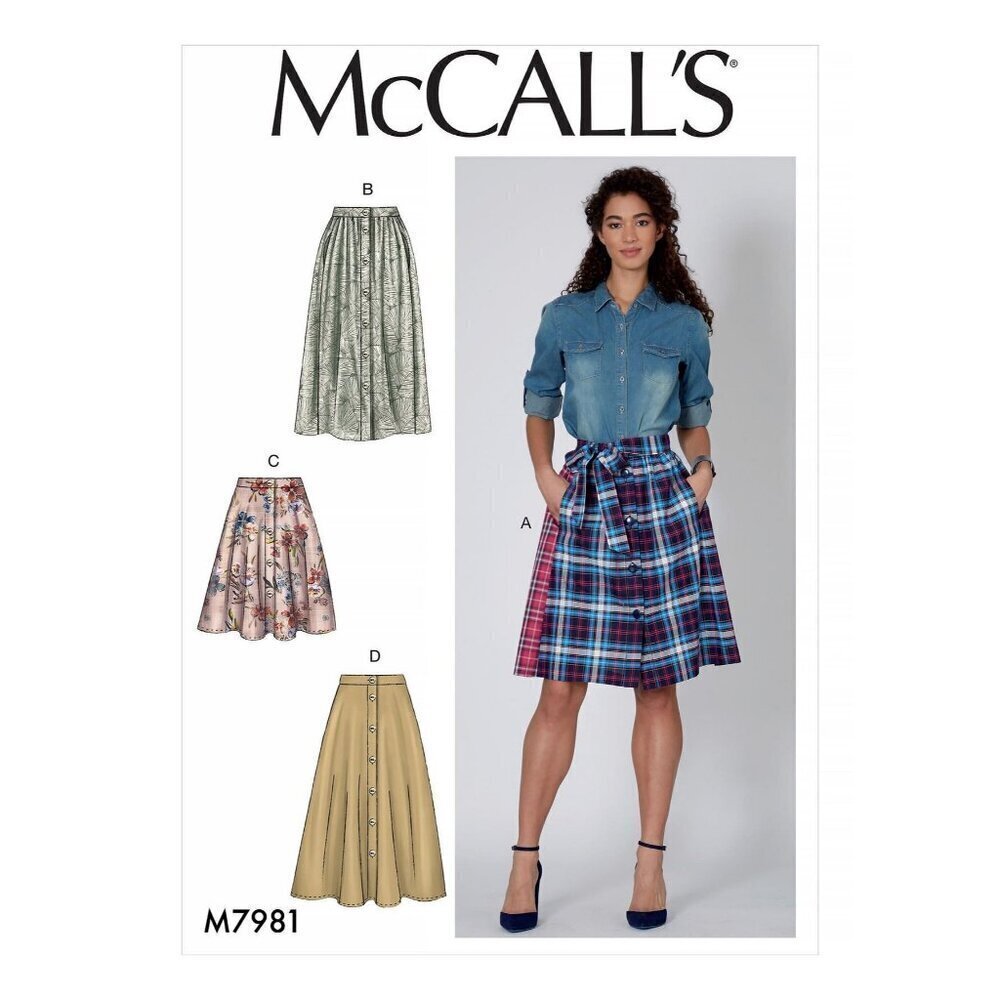 McCalls Sewing Pattern M7981‎ R10302 Unlined Skirts Misses Size L-XL